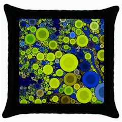 Polka Dot Retro Pattern Black Throw Pillow Case by OCDesignss