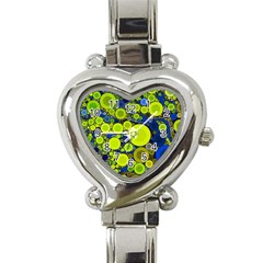 Polka Dot Retro Pattern Heart Italian Charm Watch  by OCDesignss