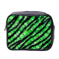 Florescent Green Tiger Bling Pattern  Mini Travel Toiletry Bag (two Sides) by OCDesignss