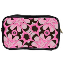 Powder Pink Black Abstract  Travel Toiletry Bag (one Side) by OCDesignss