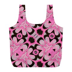 Powder Pink Black Abstract  Reusable Bag (l) by OCDesignss