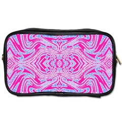 Trippy Florescent Pink Blue Abstract  Travel Toiletry Bag (two Sides) by OCDesignss