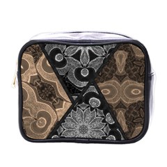 Crazy Beautiful Black Brown Abstract  Mini Travel Toiletry Bag (one Side) by OCDesignss