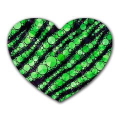 Florescent Green Tiger Bling Pattern  Mouse Pad (heart) by OCDesignss