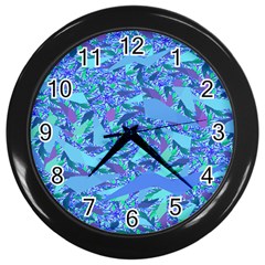 Blue Confetti Storm Wall Clock (black) by KirstenStar