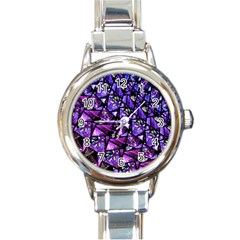  Blue Purple Glass Round Italian Charm Watch by KirstenStar