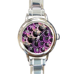 Hippy Fractal Spiral Stacks Round Italian Charm Watch by KirstenStar