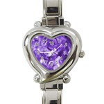 Lavender Smoke Swirls Heart Italian Charm Watch  Front