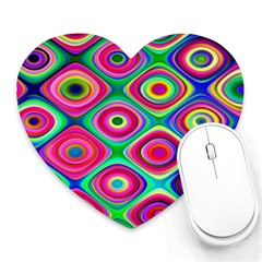 Psychedelic Checker Board Mouse Pad (heart) by KirstenStar