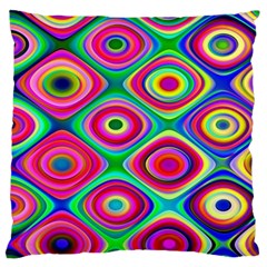 Psychedelic Checker Board Large Flano Cushion Case (two Sides) by KirstenStar