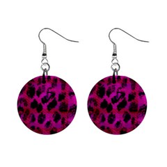 Pink Leopard Mini Button Earrings by ArtistRoseanneJones