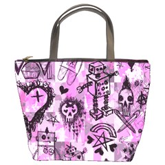 Pink Scene Kid Sketches Bucket Handbag by ArtistRoseanneJones