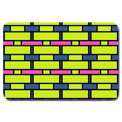 Pink,green,blue Rectangles Pattern Large Doormat by LalyLauraFLM