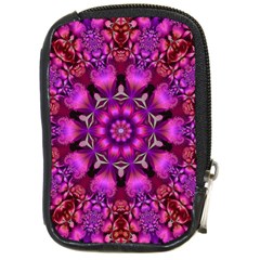 Pink Fractal Kaleidoscope  Compact Camera Leather Case by KirstenStar