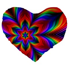 Rainbow Flower Large 19  Premium Heart Shape Cushion by KirstenStar