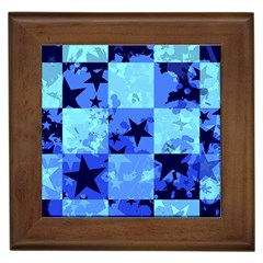 Blue Star Checkers Framed Ceramic Tile by ArtistRoseanneJones