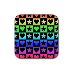 Rainbow Stars And Hearts Drink Coaster (square) by ArtistRoseanneJones