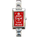 Keep Calm And Love Music 5739 Rectangular Italian Charm Watch Front