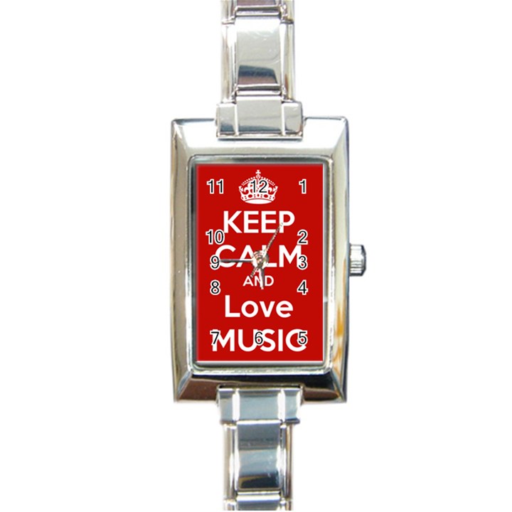 Keep Calm And Love Music 5739 Rectangular Italian Charm Watch