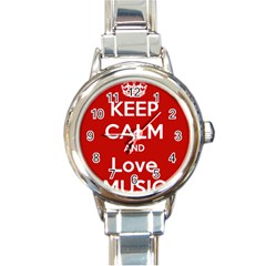 Keep Calm And Love Music 5739 Round Italian Charm Watch by SuperFunHappyTime