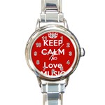 Keep Calm And Love Music 5739 Round Italian Charm Watch Front