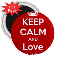 Keep Calm And Love Music 5739 3  Button Magnet (100 Pack) by SuperFunHappyTime