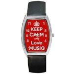 Keep Calm And Love Music 5739 Tonneau Leather Watch Front