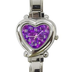 Purple Squares Heart Italian Charm Watch  by KirstenStar