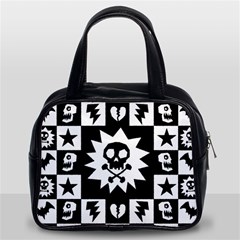 Goth Punk Skull Checkers Classic Handbag (two Sides) by ArtistRoseanneJones