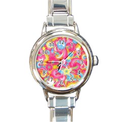 Hippy Peace Swirls Round Italian Charm Watch by KirstenStar