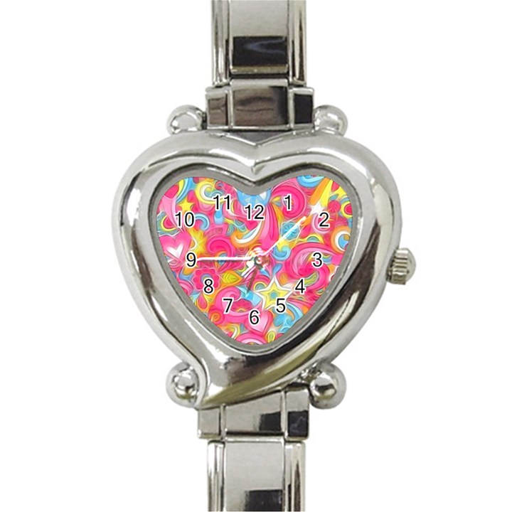 Hippy Peace Swirls Heart Italian Charm Watch 