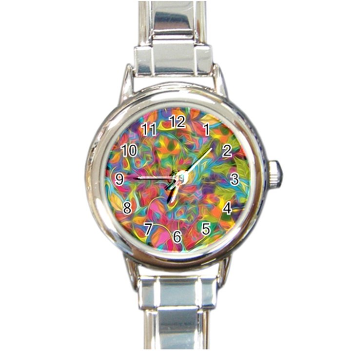 Colorful Autumn Round Italian Charm Watch