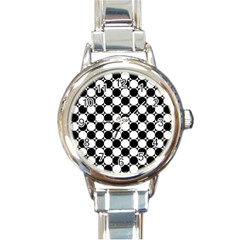 Black And White Polka Dots Round Italian Charm Watch by ElenaIndolfiStyle