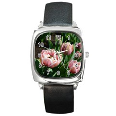 Tulips Square Leather Watch by anstey