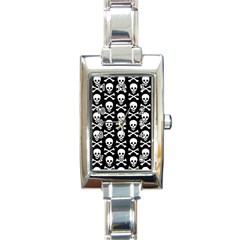 Skull And Crossbones Pattern Rectangular Italian Charm Watch by ArtistRoseanneJones