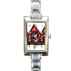 Red White Pyramids Rectangular Italian Charm Watch by teeship