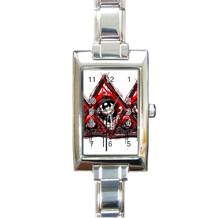 Red White pyramids Rectangular Italian Charm Watch