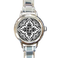 Doodle Cross  Round Italian Charm Watch by KirstenStar