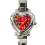 Mardi Gras Heart Italian Charm Watch  Front