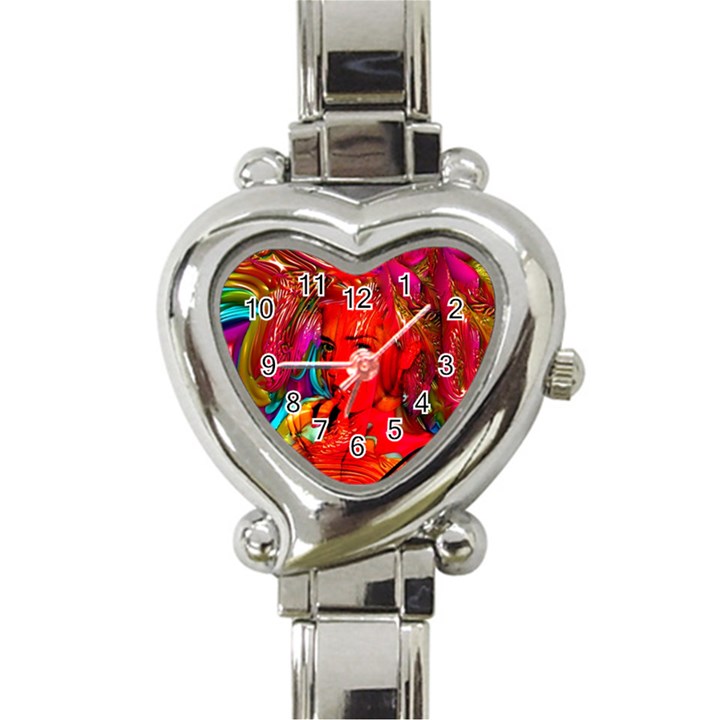 Mardi Gras Heart Italian Charm Watch 