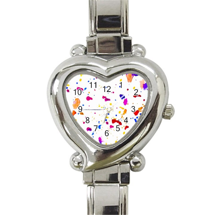 Multicolor Splatter Abstract Print Heart Italian Charm Watch 