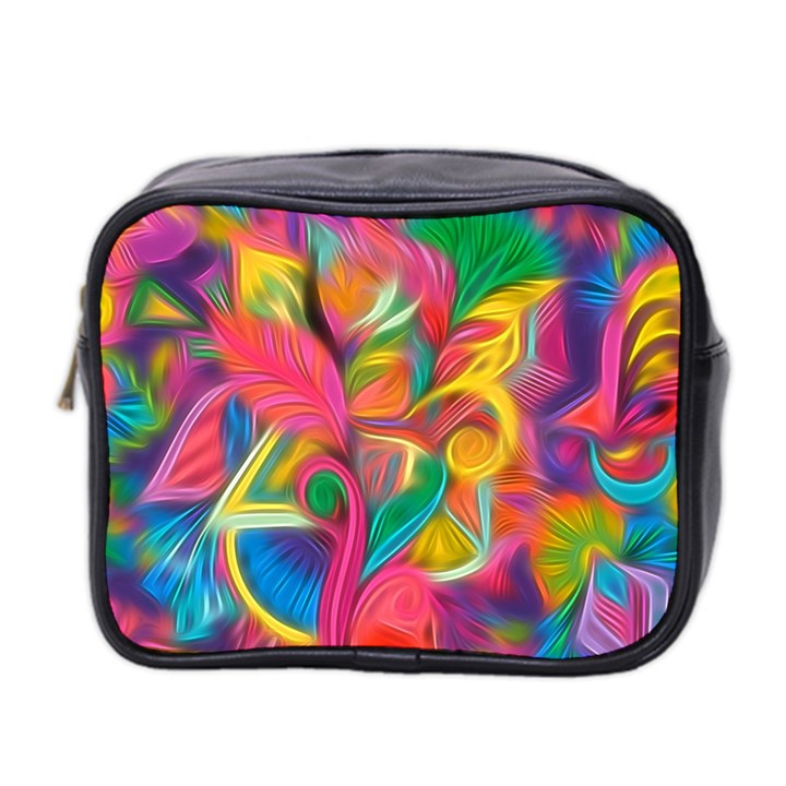 Colorful Floral Abstract Painting Mini Travel Toiletry Bag (Two Sides)