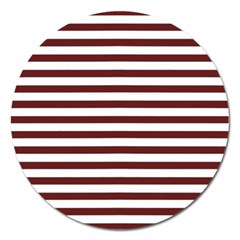 Marsala Stripes Magnet 5  (round) by ElenaIndolfiStyle