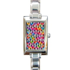 Rainbow Psychedelic Waves Rectangular Italian Charm Watch by KirstenStar