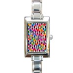 Rainbow Psychedelic Waves Rectangular Italian Charm Watch Front