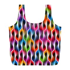 Rainbow Psychedelic Waves Reusable Bag (l) by KirstenStar