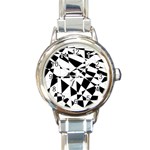 Shattered Life In Black & White Round Italian Charm Watch Front