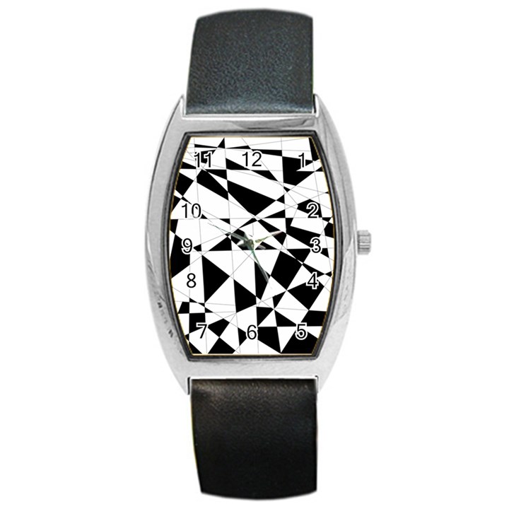 Shattered Life In Black & White Tonneau Leather Watch