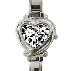 Shattered Life In Black & White Heart Italian Charm Watch  by StuffOrSomething