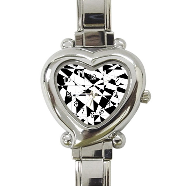 Shattered Life In Black & White Heart Italian Charm Watch 